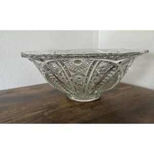 Vintage L.E. Smith Large Depressed Glass Crystal Punch Bowl Star Pattern